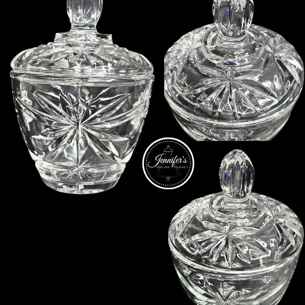 Anchor Hocking Vintage 60's/70's Early American Prescut Clear Sugar & Cream Set